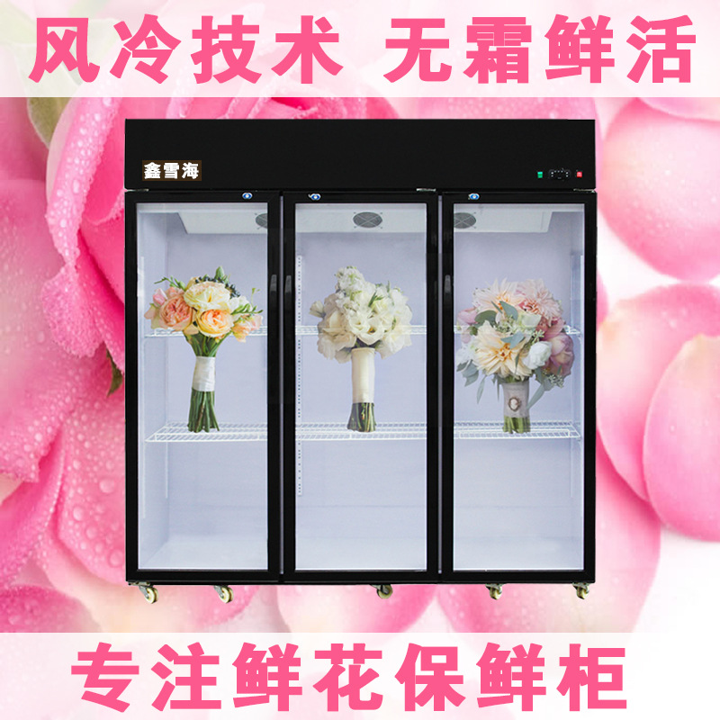 鲜花柜冷藏柜花店风冷无霜保鲜柜商用鲜花展示柜双门三门水果冷柜