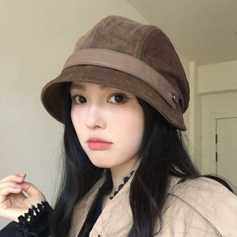 灯芯绒渔夫帽女2025新款气质一帽多戴可做小礼帽高性价比骑车可戴|undefined