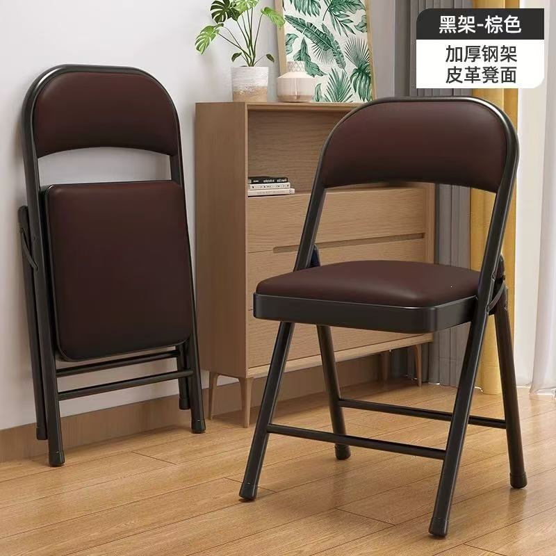 [stackable and foldable] pu leather brown + black frame