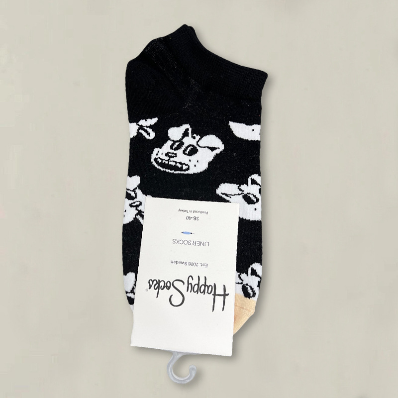 HappySocksハイスキンのショートソックスの漫画の浅い口の低い女性のスウェーデンのファッションのタイプのソックスの春夏のカラー