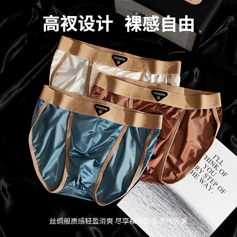 Boys' Ice Silk Briefs High-Cut Sexy Boys' Underwear Ice Silk Nylon Briefs Large Size Breathable One-Piece Drop Shipping