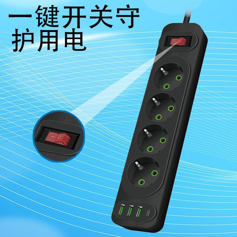 Multifuncional Euro-standard placa de enchufe doméstica inteligente con cable USB para oficina al por mayor enchufe de cable