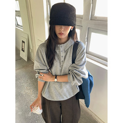 黄峥慵懒印花连帽长袖卫衣女2025秋冬韩版宽松套头上衣外套530920