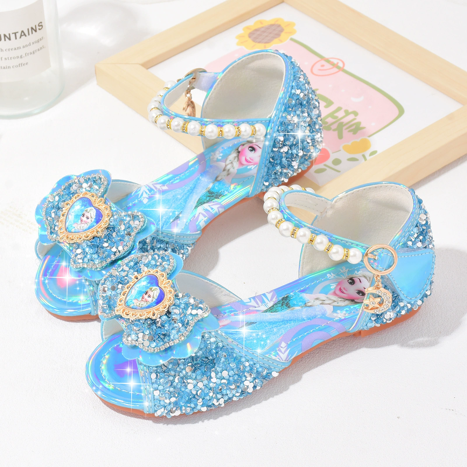 Сандалии Aisha, летние новые туфли принцессы для девочек, детская обувь на мягкой подошве для маленьких девочек, детская обувь с рыбками, детская обувь с кристаллами