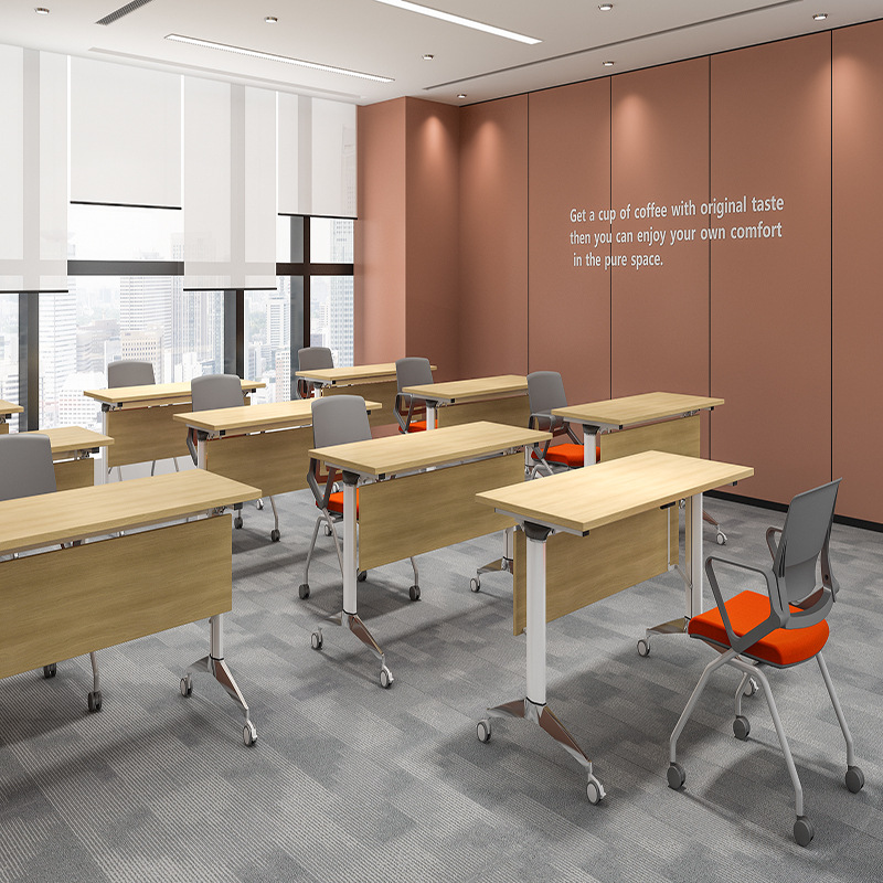 High-end aluminum alloy folding conference table long table mobile assembly training table chair set bar office desk negotiation table
