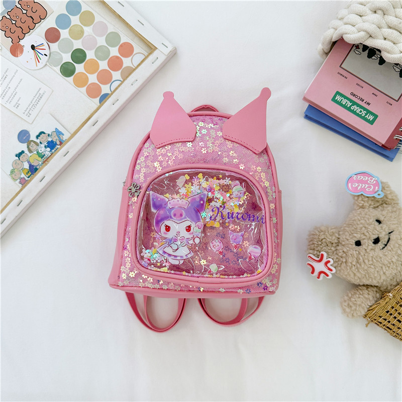 Caricatura transparente esquinilla mochila infantil princesa mini mochila chicas moda lindos arco mochila bebé