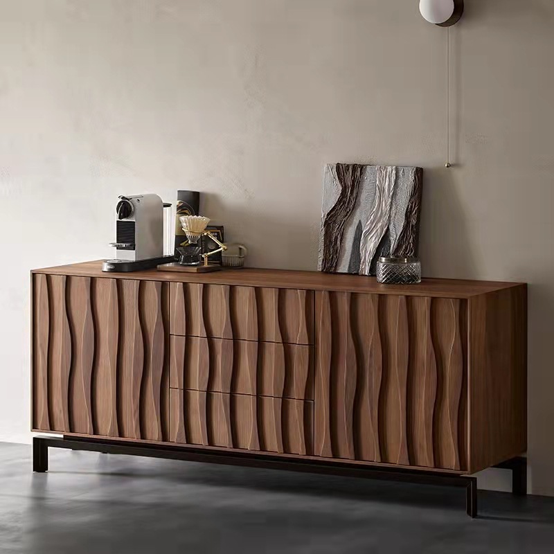 Scandinavian Log Sideboard Wabi-sabi Style Solid Wood Simple Tea Cabinet Designer Living Room Bedroom Locker Tv Cabinet