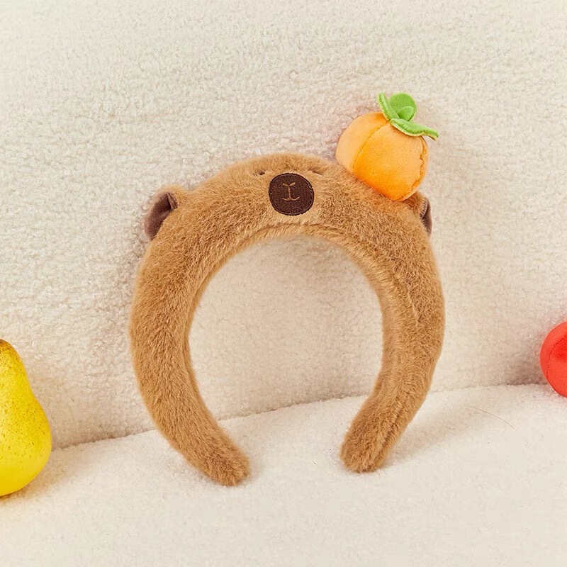 女性用クロスボーダーぬいぐるみカピバラヘッドバンド、洗顔カピバラ、ハイクルーヘッドバンド、ヘッドアクセサリー、秋冬メイラードヘアアクセサリー|undefined