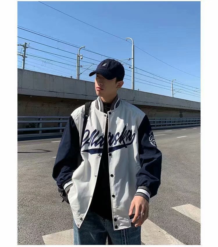 Baseball-Trikot 2023 Frühling Amerikanische Modemarke Farbe passende Coup Lose Student Trend Casual Mantel Herren_voghion.com
