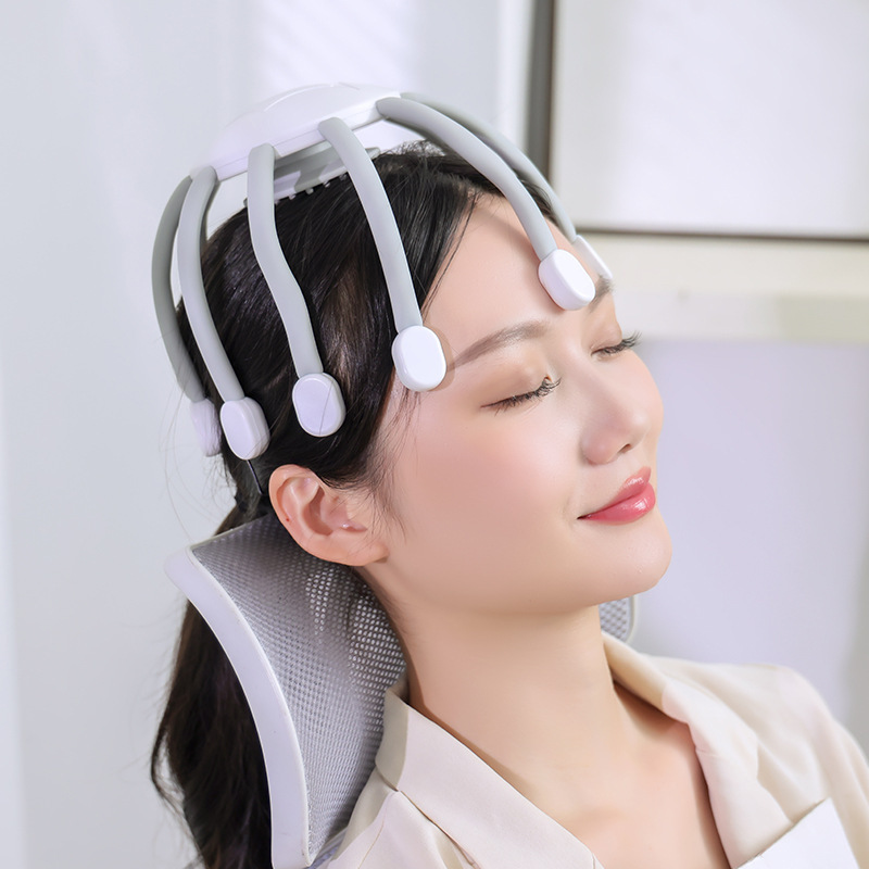 多機能電動タコ頭部マッサージ器、多次元インテリジェント全自動頭部ストレス解消リラックスマッサージ爪|undefined