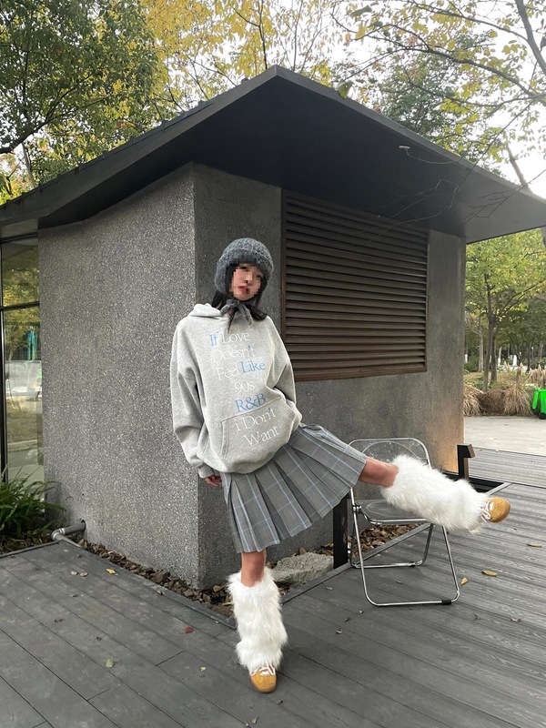 韩系街头拽酷女~复古标语字母印花休闲宽松连帽卫衣|undefined