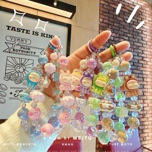 Hanging Chain Live Broadcast Mobile Phone Chain Blind Box Keychain New Hand-Painted Doll Mobile Phone Case Bead String Cartoon Lilith