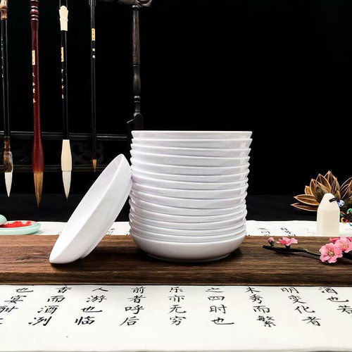 Ink Disc Ceramic Ink Butterfly Chinese Painting Pigment Palette Multifunctional White Imitation Porcelain Anti-fall Student Painting Disc Wholesale