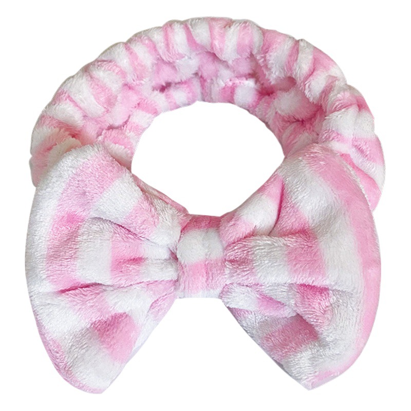 Amazon nuevo estilo bolsa de oreja de terciopelo coral banda de pelo femenino lavado de la cara belleza banda de pelo europeo y americano de gran tamaño arco accesorios para el cabello