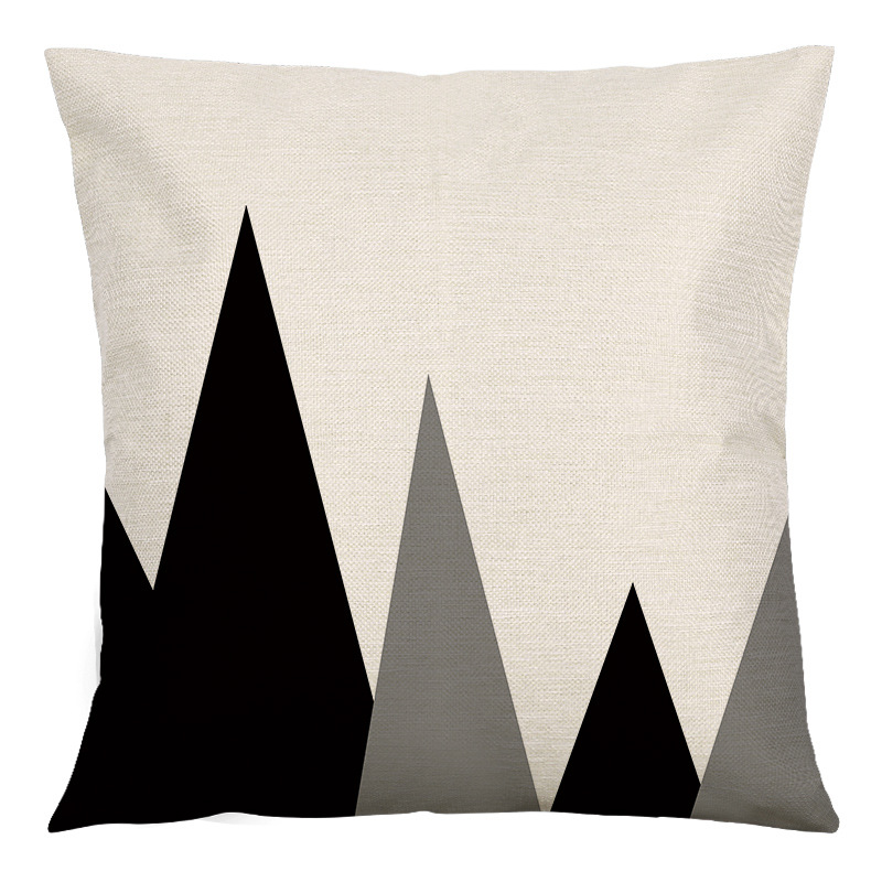 Simple Everyday Color Block Printed Linen Throw Pillow Cover display picture 3