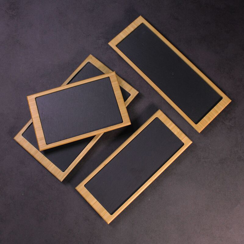 Japanese Cuisine Creative Slate suit Tableware Western Food Steak Plate with Base Natural Rock Restaurant Plate Steak Plate