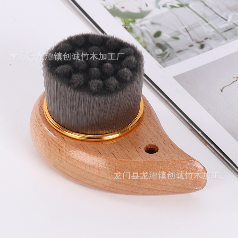 复古木制水滴形创意毛刷柄 不掉漆不掉毛化妆刷洁面刷木手柄
