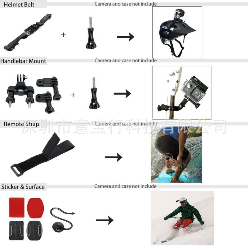 GOPRO 9/10/11/12 accesorios traje 54-en-un caso impermeable de silicona caso selfie stick Filtro de pecho diadema