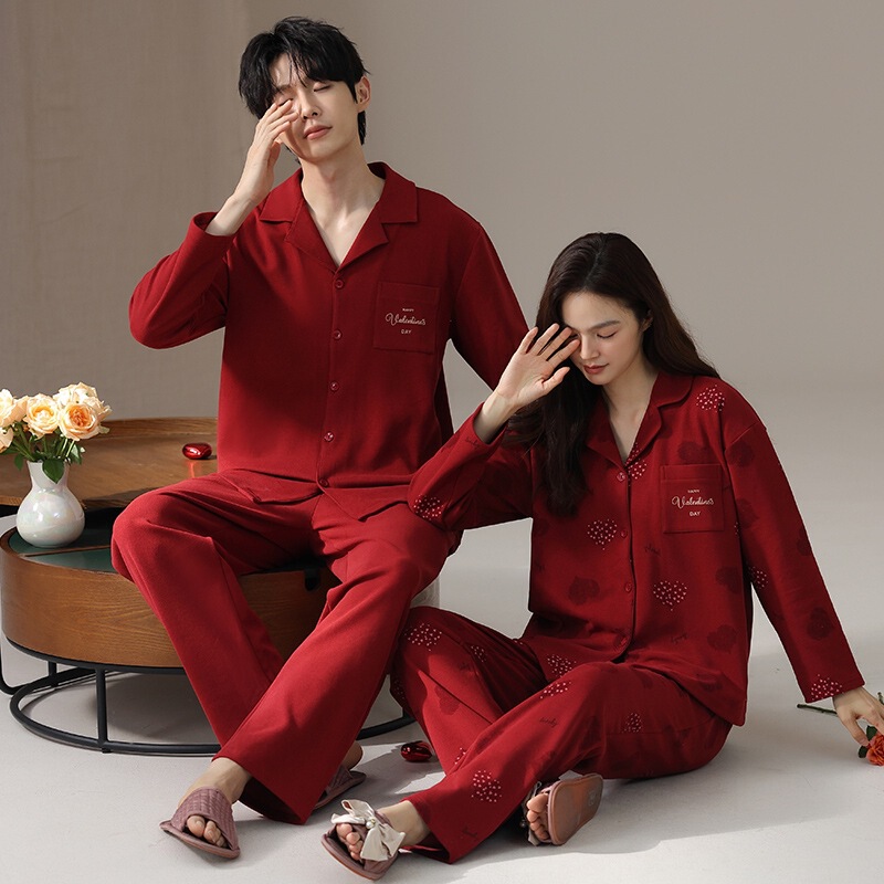 Physical Wholesale Autumn and Winter New Velvet Material Red Newlywed Couple Suit Double-Sided Velvet Men's Pajamas Warm Pajamas for Women Physical Wholesale Autumn and Winter New Velvet Material Red Newlywed Couple Suit Double-Sided Velvet Men's Pajamas Warm Pajamas for Women