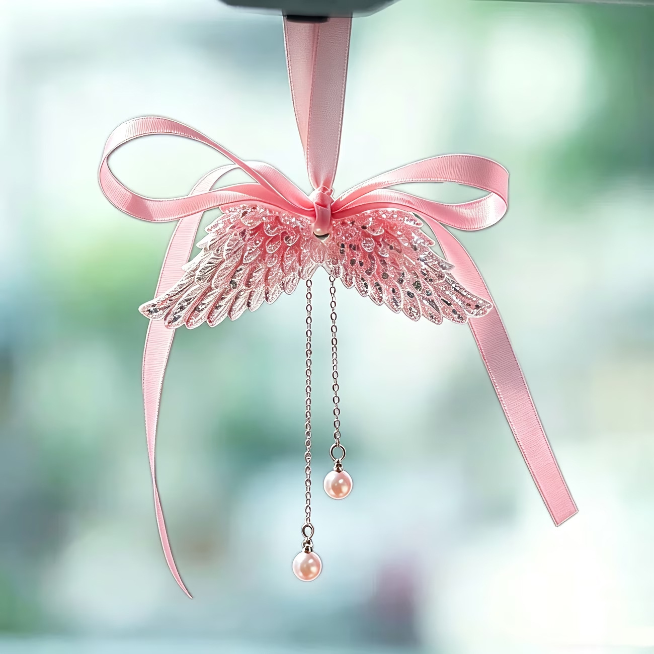 Ins Angel Wings Car Pendant Car Interior Decoration Pendant Rearview Mirror Hanging Ornament Female Car Decoration