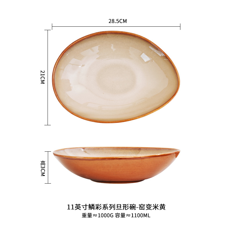 Horno de cerámica creativa en forma especial tazón grande tazón de fruta tazón de postre ensalada de verduras tazón de sopa tazón de fideos tazón de arroz Hotel