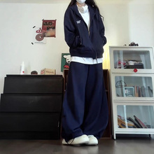 大码胖MM时尚休闲连帽小众运动女装春秋季宽松洋气新款开衫两件套