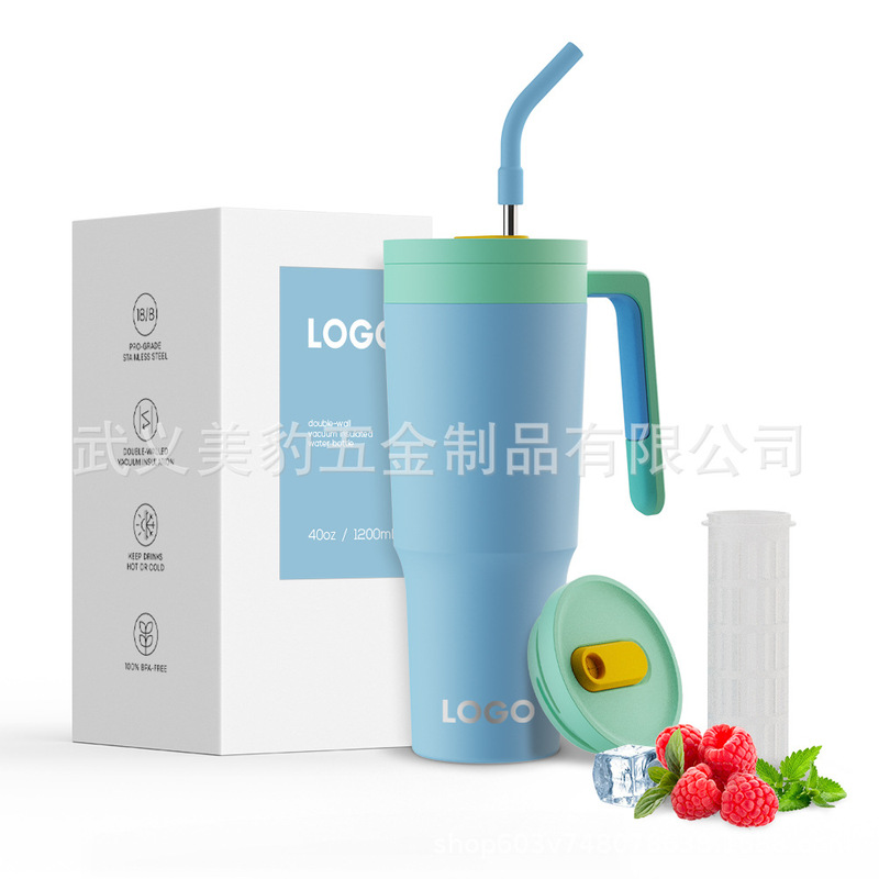 Customized new large capacity 40oz handle Car Cup 304 stainless steel insulation cold ice bully outdoor car Cup