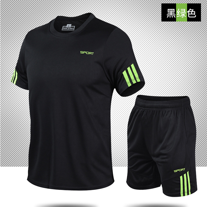 Venta directa de fábrica nueva ropa para correr seda de hielo, ropa de entrenamiento transpirable de secado rápido, juego de camiseta deportiva de ocio al aire libre
