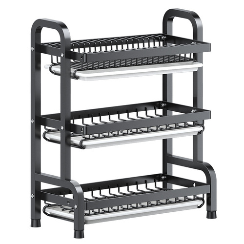 Cross-border stainless steel storage rack home kitchen multi-layer drain rack countertop multi-functional dishware storage rack
