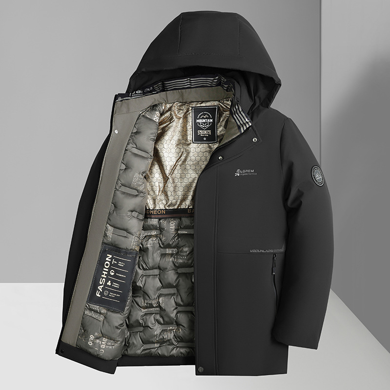 Mittleres bis langes Business-Dad-Outfit für Männer mittleren Alters, neuer Winterstil, abnehmbare Kapuze aus Baumwolle, warm, lässig_voghion.com