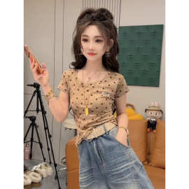 设计感晕染波点短袖T恤女2026夏季新款独特漂亮巨好看修身上衣潮