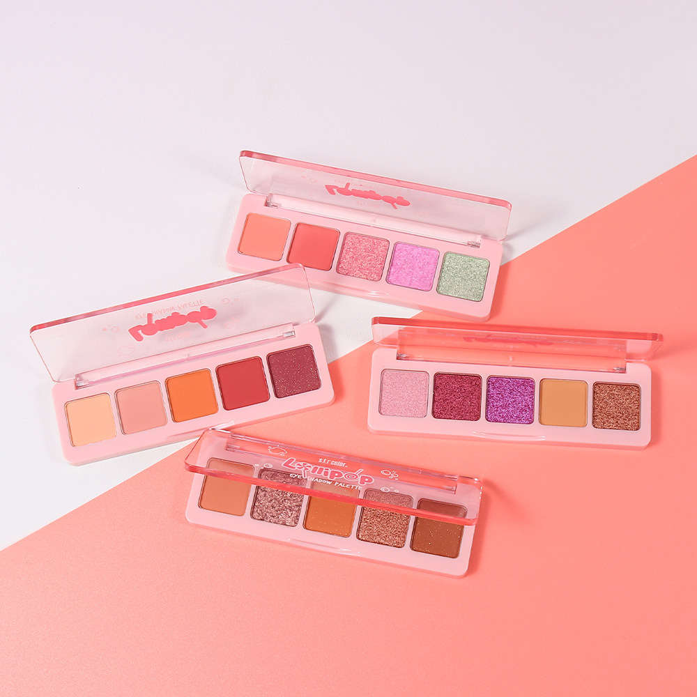 Polvo delicado perlado sequin mate 5 color eye shadow disco al por mayor comercio exterior principiantes marcas de nicho in barato