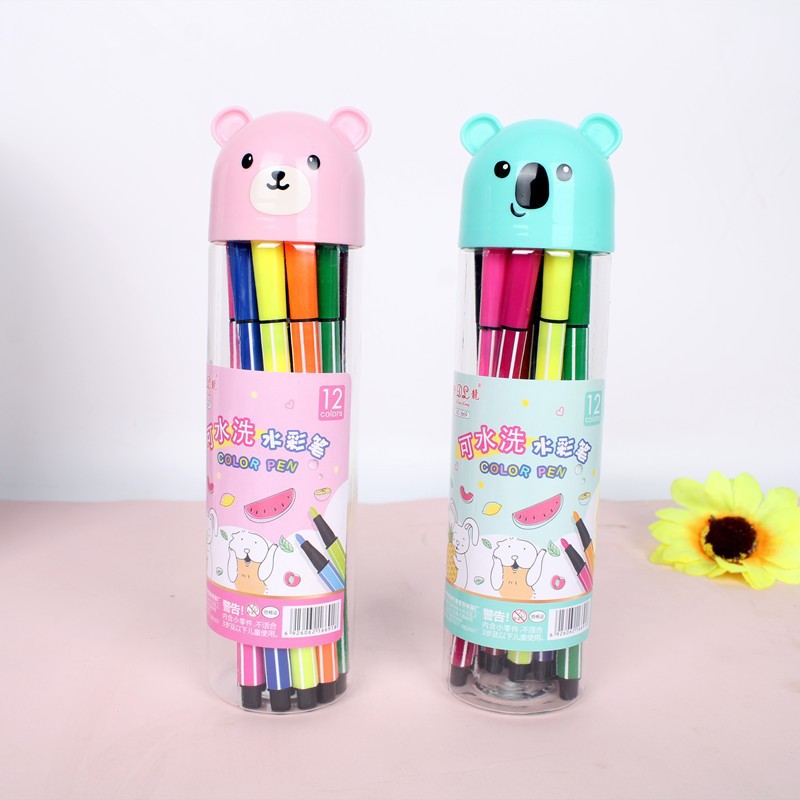 Juego de rotuladores de acuarela lavables, duraderos, de gran capacidad, para estudiantes de jardín de infantes, para pintar, con diseño de dibujos animados, para niños.