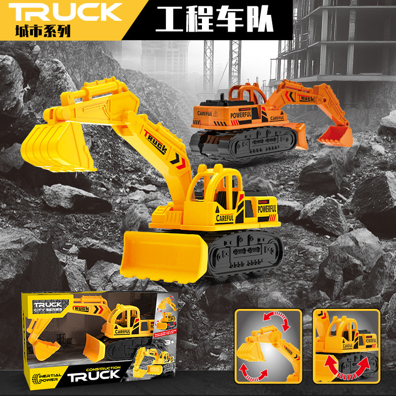 Children's Inertial Engineering Vehicle Excavator Transporter Excavator Mixer Truck Fire Sanitation Truck Boy Toy Car Model