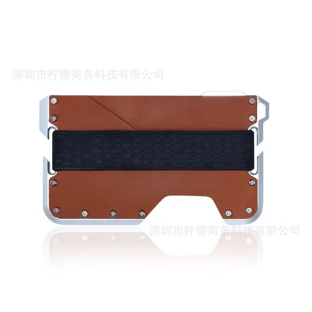 Dango Metal Card Holder Rfid Anti-Theft Genuine Leather Wallet Edc Multi-Functional Metal Card Holder Aluminum Alloy Card Holder