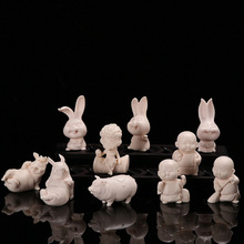 兔子茶宠物摆件象牙黄手工创意茶具摆件茶桌茶盘装饰品配件可玩