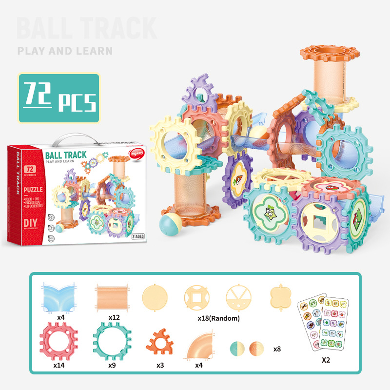 Rompecabezas para niños DIY variedad rompecabezas bloques de construcción de bolas juguete 3D tridimensional pista de bolas bloques de construcción 186 piezas image 7