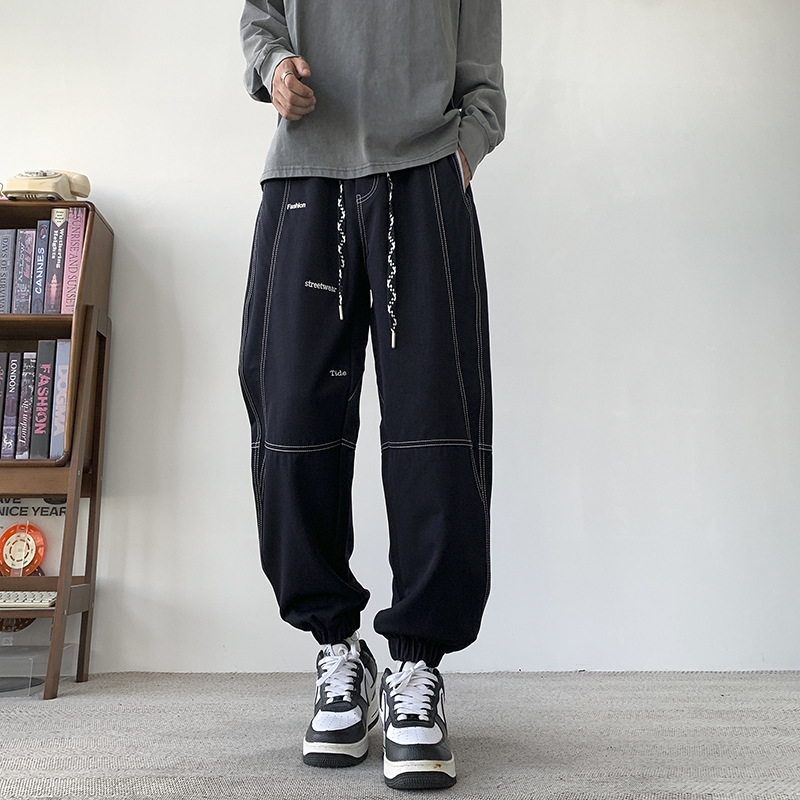 Jyf-M8802 Spring and Autumn New Jeans Black Men's Loose Straight-Leg Easiest for Match Slim Wide Leg American Korean Style Casual