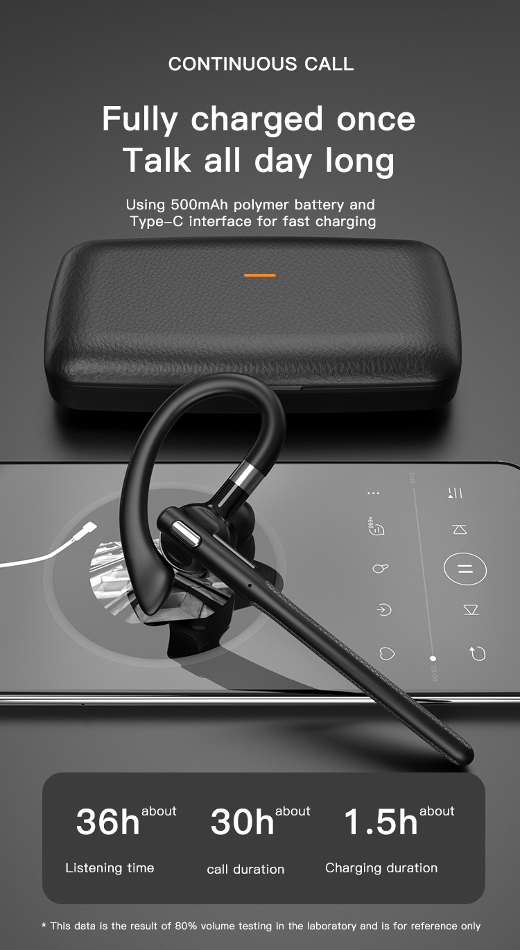 Wireless Bluetooth Hook-on Earphone Business Style With Case_voghion.com