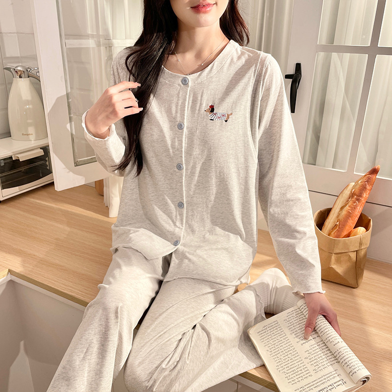 New Spring and Autumn Women's Pajamas Modal Maternity Wear Long-Sleeve Long-Pants Comfortable Soft Loungewear Set New Spring and Autumn Women's Pajamas Modal Maternity Wear Long-Sleeve Long-Pants Comfortable Soft Loungewear Set