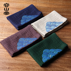 Rongshantang and Xingjiahou Absorbent Cotton and Linen Tea Towel Embroidered Tea Fabric Dry Brew Tea Tray Banner Tea Towel Japanese Style Tea Towel Fabric