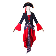 海盗女裙cos服加勒比海盗女装红色连衣裙套装排队演出服cosplay服