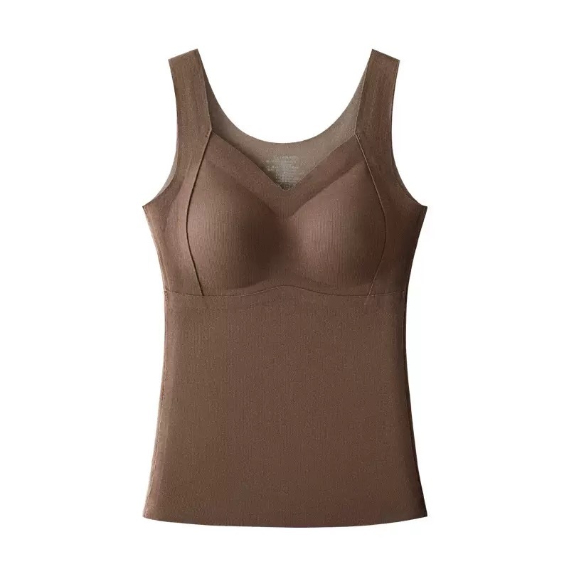 Nuevo chaleco de terciopelo caliente de mujer con cojín de pecho sin sujetador de doble capa gruesa calentamiento ropa interior de mujer parche de seda image 6