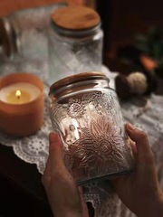 Wholesale glass flower tea canisters, classical retro tea storage bottles, containers with storage jars, five-grain rice bottles, airtight cans