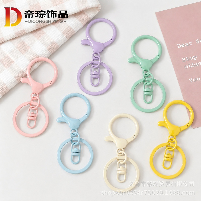 Candy-Colored Lobster Clasp Three-Piece Set Keychain Accessories Key Ring Figure-Eight Clasp Toy Doll Bag Accessories