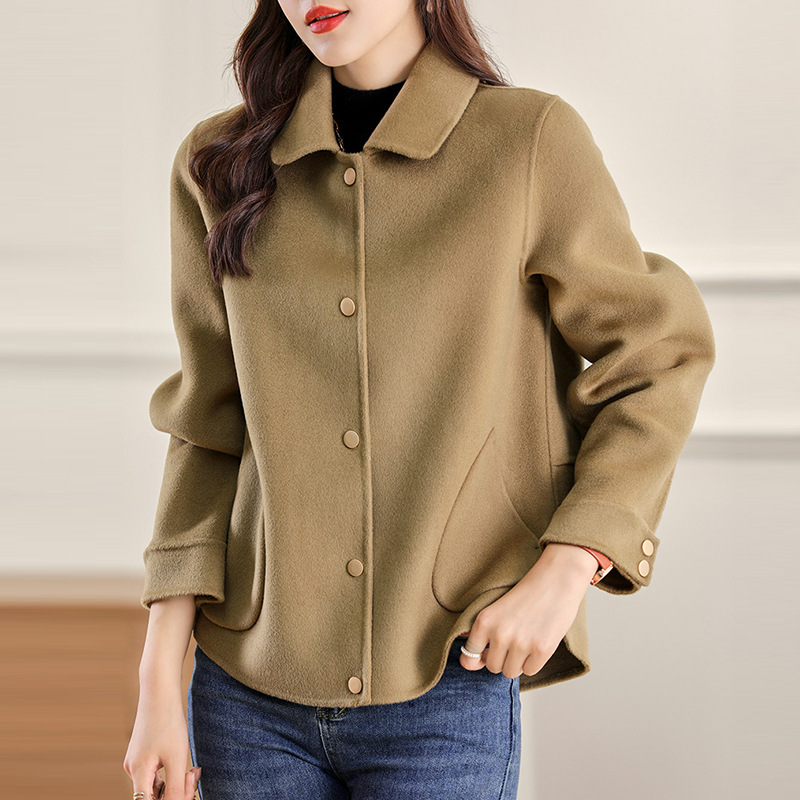 2023 autumn and winter cross-border women's double-sided woolen coat New lapel small wool coat Western style woolen coat 2023 autumn and winter cross-border women's double-sided woolen coat New lapel small wool coat Western style woolen coat