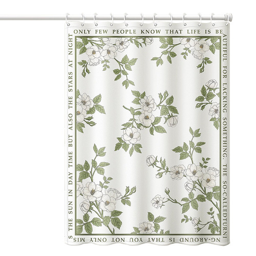Origin Factory Cross-border Bestselling Chrysanthemum Pattern Shower Curtain Bathroom Waterproof Door Curtain Thickened Upgrade No-drilling Easy Installation