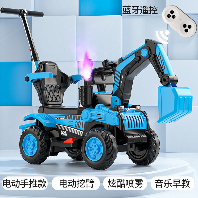 Excavadora de juguetes eléctricos para niños 1 - 5 años de edad coche de ingeniería puede sentarse en excavadora eléctrica de control remoto grande
