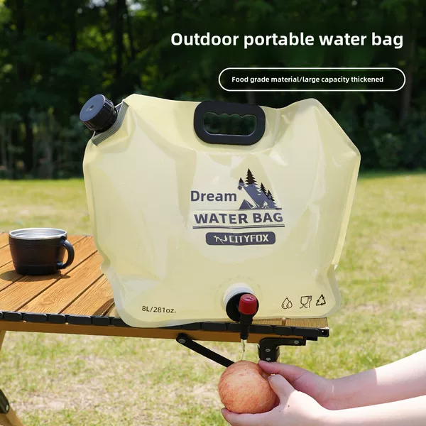 Outdoor Water Storage Bag 8L with Faucet Valve Travel Camping Style Food Grade Large Capacity Portable Foldableing Plastic Water Bag