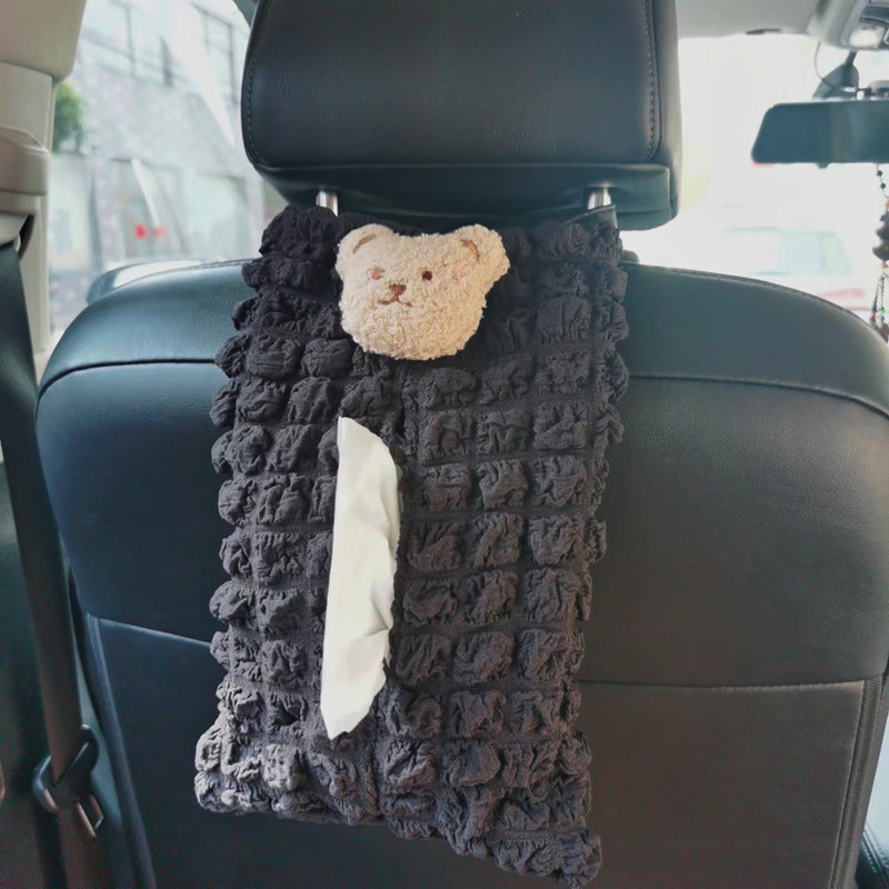 Korean-style cute bear tissue box cover for car seat backs, suitable for babies and children